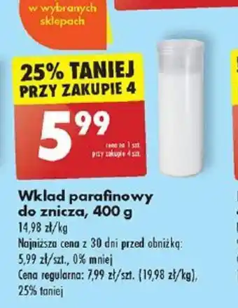 Biedronka Wkład parafinowy Lumia, Wklad parafinowy 160 g oferta