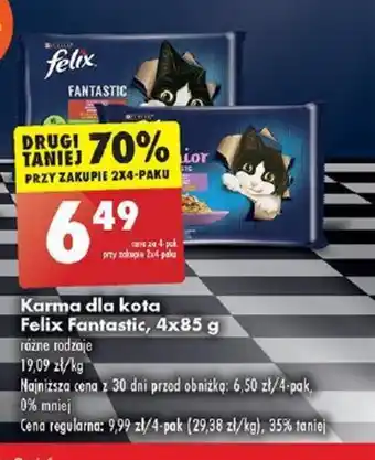 Biedronka Karma dla kota Felix Fantastic, 4x85 g różne rodzaje oferta