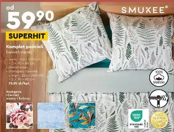 Biedronka SMUKEE Komplet pościeli bawełnianej wym.: 160 x 200 cm + 2 x 70 x 80 cm oferta