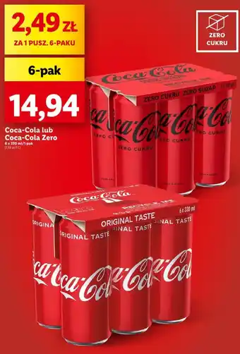 Lidl Coca-Cola lub Coca-Cola Zero 6x330ml oferta