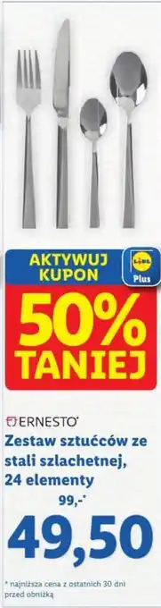 Lidl ERNESTO Zestaw sztućców ze stali szlachetnej, 24 elementy oferta
