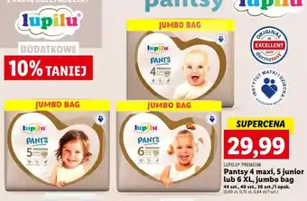 Lidl LUPILU PREMIUM Pantsy 4 maxi 5 junior lub 6 XL jumbo bag 36-40szt. oferta