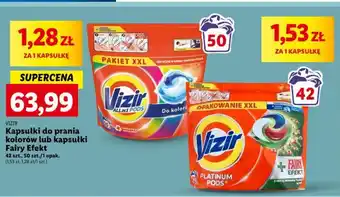 Lidl VIZIR Kapsułki do prania kolorów lub kapsułki Fairy Efekt 42-50szt. oferta