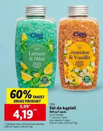 Lidl Cien Sól do kąpieli 800 g oferta