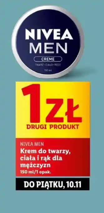 Lidl NIVEA MEN Krem do twarzy ciała i rąk dla mężczyzn 150 ml oferta