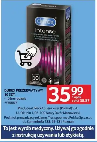 Selgros DUREX PREZERWATYWY 10 SZT. oferta