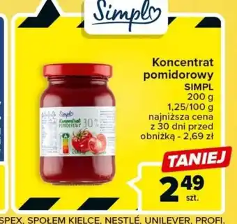 Carrefour Koncentrat pomidorowy Simplo 200g oferta