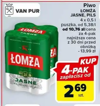 Carrefour Piwo ŁOMZA JASNE, PILS 4 x 0,5l oferta