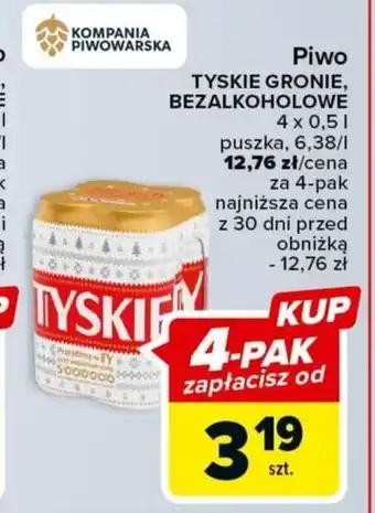 Carrefour Piwo TYSKIE GRONIE, BEZALKOHOLOWE 4 x 0,5l oferta