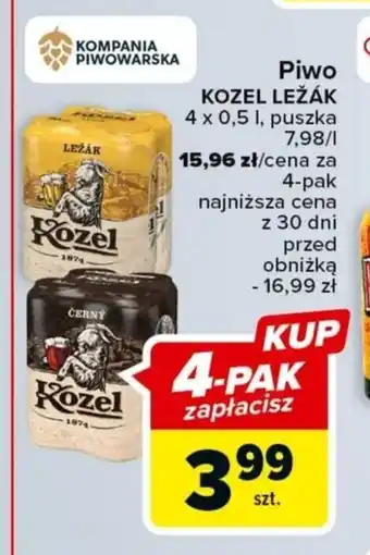 Carrefour Piwo Kozel LEŽÁK 4 x 0,5l oferta