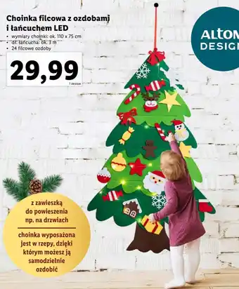 Lidl Choinka filcowa z ozdobami i łańcuchem LED oferta