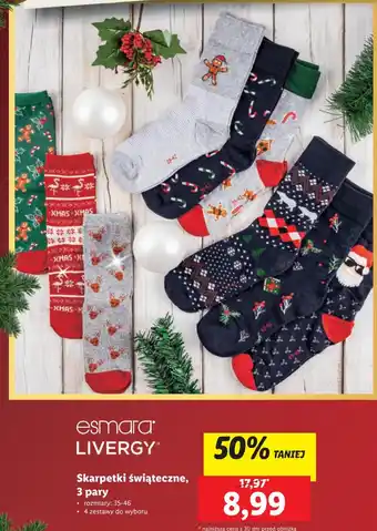 Lidl esmara LIVERGY Skarpetki świąteczne 3 pary oferta