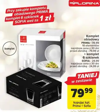 Carrefour Komplet obiadowy PRIMA + komplet 6 szklanek SOFIA oferta