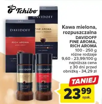 Carrefour Kawa mielona, rozpuszczalna DAVIDOFF FINE AROMA, RICH AROMA 100-250 g oferta