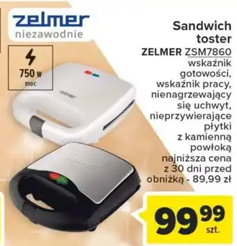 Carrefour Sandwich toster ZELMER ZSM7860 oferta