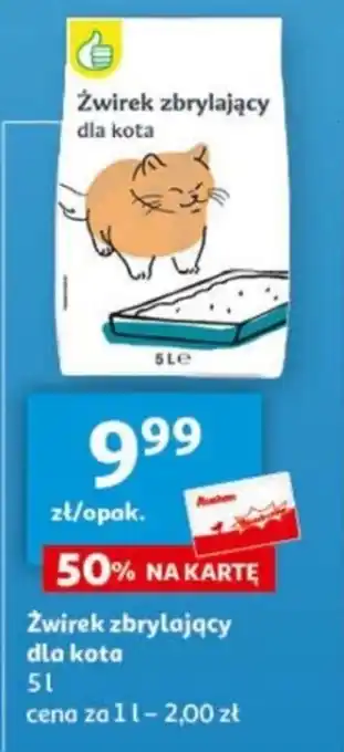 Auchan Żwirek zbrylający dla kota 5 l oferta