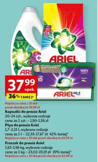 Auchan Kapsułki do prania Ariel 20-24 szt. / Płyn do prania Ariel 1,7-2,15 L / Proszek do prania Ariel 1,65-1,98 kg oferta