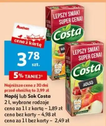 Auchan Napój lub Sok Costa 2 l oferta