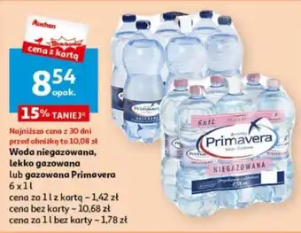 Auchan Woda niegazowana lekko gazowana lub gazowana Primavera 6x1l oferta