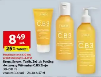 Auchan Krem, Serum, Tonik, Żel lub Peeling do twarzy Witamina C.B3 Ziaja 30-190 ml oferta