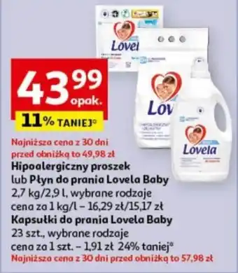 Auchan Hipoalergiczny proszek lub Płyn do prania Lovela Baby 2,7 kg/2,9 l oferta