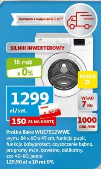 Auchan Pralka Beko WUE7512WWE oferta