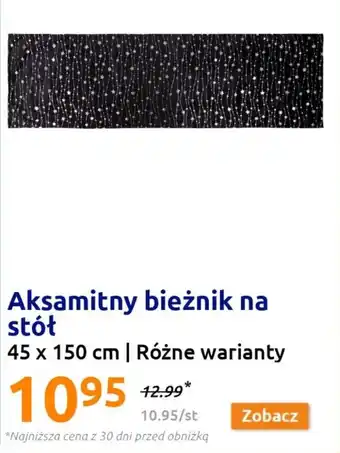 Action Aksamitny bieżnik na stół 45 x 150 cm oferta