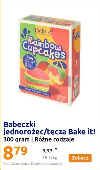 Action Babeczki jednorożec/tęcza Bake it! 300 gram oferta