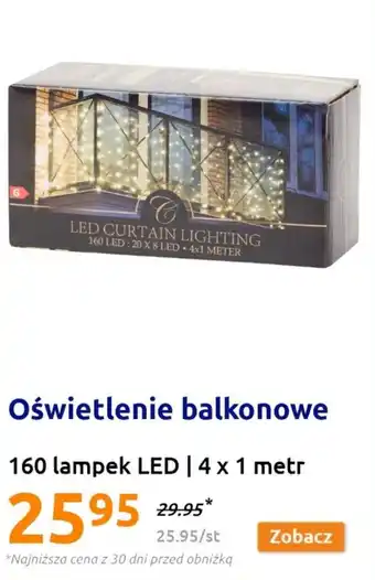 Action Oświetlenie balkonowe 160 lampek LED 4 x 1 metr oferta