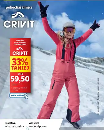 Lidl CRIVIT SPODNIE NARCIARSKIE MŁODZIEŻOWE oferta