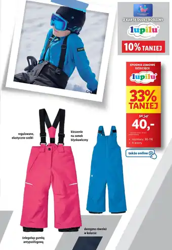 Lidl LUPILU SPODNIE ZIMOWE DZIECIĘCE oferta