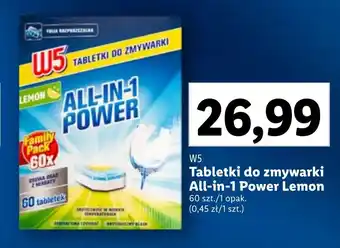 Lidl W5 Tabletki do zmywarki All-in-1 Power Lemon 60 szt. oferta