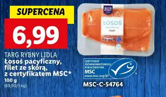 Lidl TARG RYBNY LIDLA Łosoś pacyficzny, filet ze skórą, z certyfikatem MSC 100 g oferta