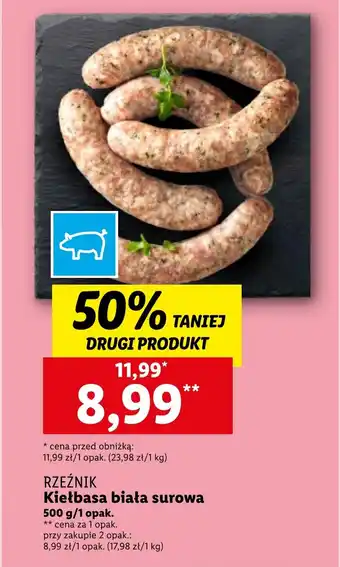 Lidl RZEŹNIK Kiełbasa biała surowa 500 g oferta