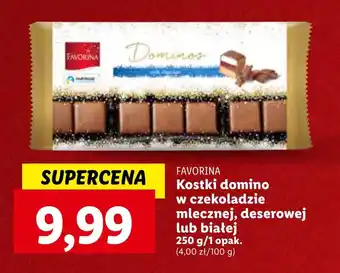 Lidl FAVORINA Kostki domino w czekoladzie mlecznej, deserowej lub białej 250 g oferta