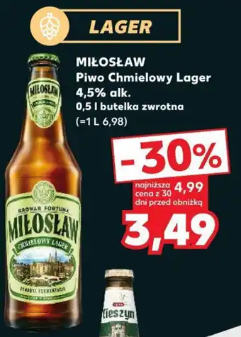Kaufland MIŁOSŁAW Piwo Chmielowy Lager 4,5% alk. 0,5 L butelka zwrotna oferta