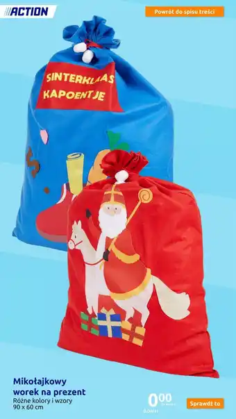 Action Mikołajkowy worek na prezent oferta