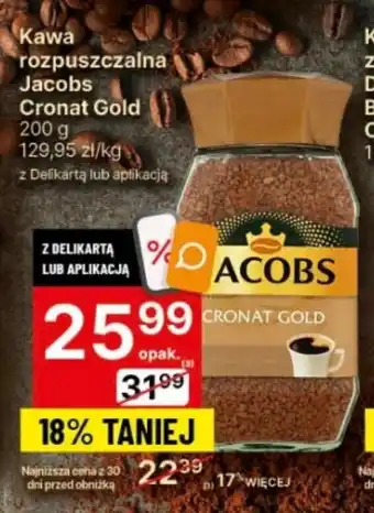 Delikatesy Centrum Kawa rozpuszczalna Jacobs Cronat Gold 200 g oferta