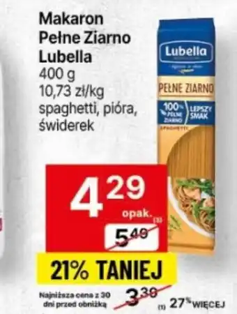 Delikatesy Centrum Makaron Pełne Ziarno Lubella 400g oferta