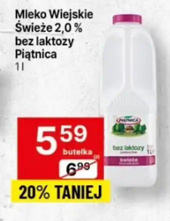Delikatesy Centrum Mleko Wiejskie Świeże 2,0% bez laktozy Piątnica 1l oferta