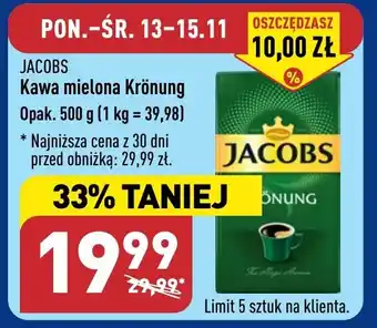 ALDI JACOBS Kawa mielona Krönung 500g oferta