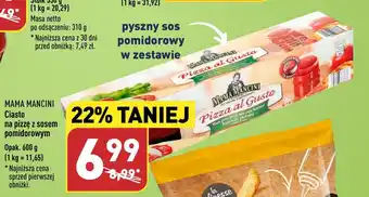 ALDI MAMA MANCINI Ciasto na pizzę z sosem pomidorowym 600 g oferta