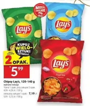 Twój Market Lay's chipsy ziemniaczane solone 140 g oferta