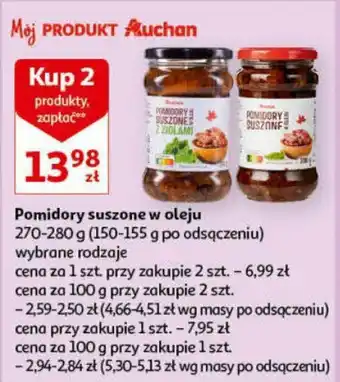 Auchan Pomidory suszone w oleju 2 x 270-280 g oferta
