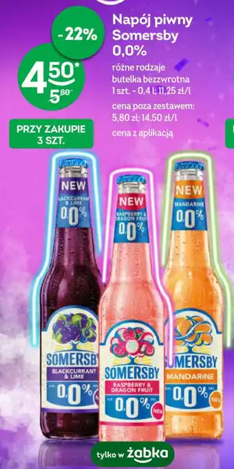 Żabka Napój piwny Somersby 0,0% 0,4 l oferta
