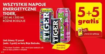 Biedronka WSZYSTKIE NAPOJE ENERGETYCZNE TIGER 250-500ml oferta