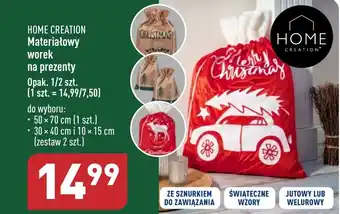 ALDI HOME CREATION Materiałowy worek na prezenty oferta