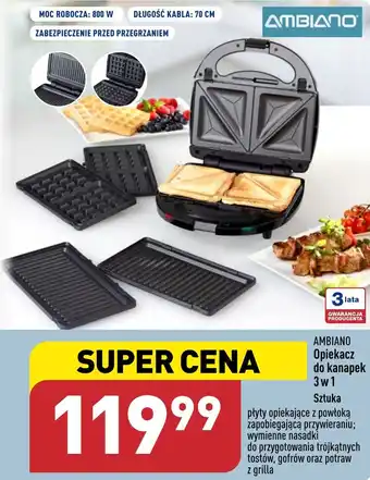 AMBIANO Opiekacz do kanapek 3w1