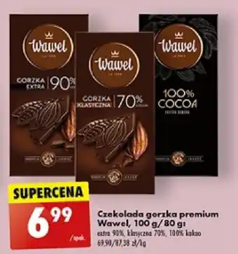 Biedronka Czekolada gorzka premium Wawel 100/80g oferta