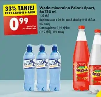Biedronka Woda mineralna Polaris Sport, 6x750 ml oferta